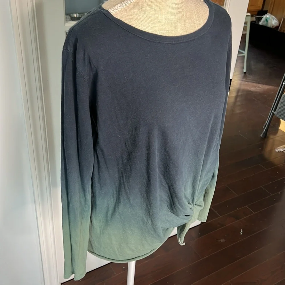 Umgee long sleeve top with faux knots, blue green ombre - Picture 4 of 7